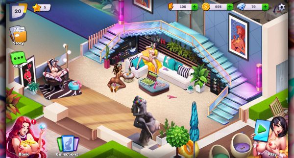 HornyVilla villa customization and decoration interface