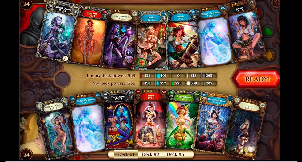 SmutStone battle screen with cards in play